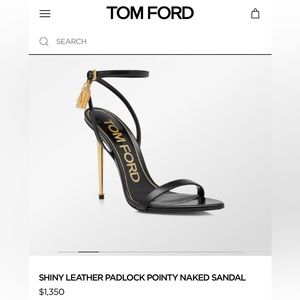 Tom Ford Pointy Naked Sandal with Gold Padlock